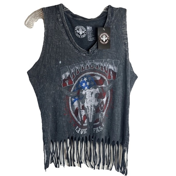 Affliction Other - NWT Affliction Live Fast Finge Distressed Tee Small